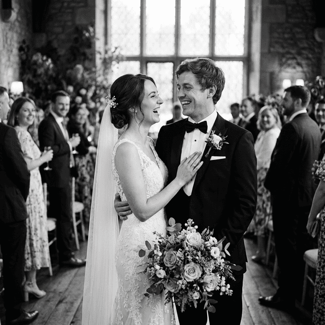 Happy couple on their wedding day