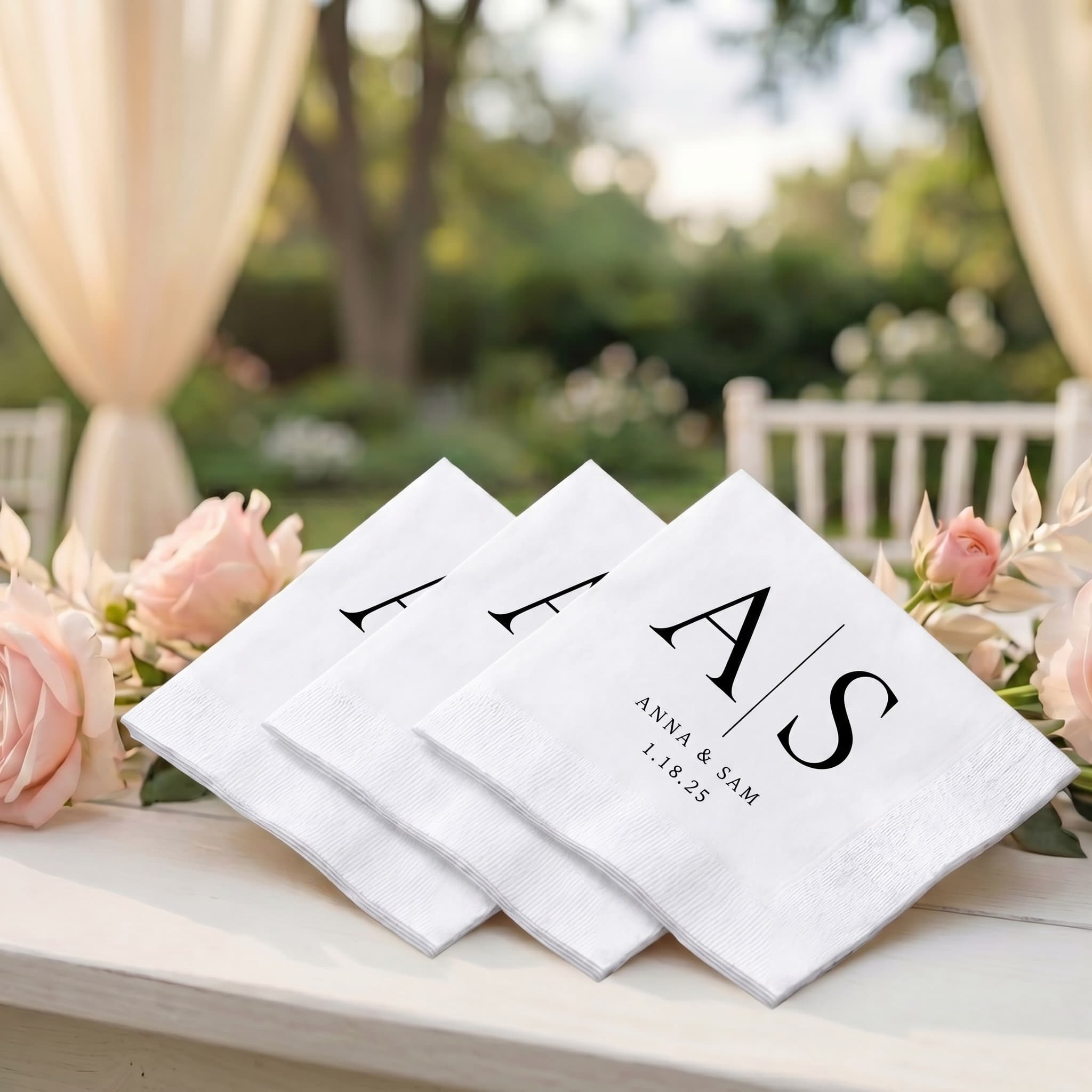 Bespoke Monogram Cocktail Napkins | Personalized Heirloom Wedding Details