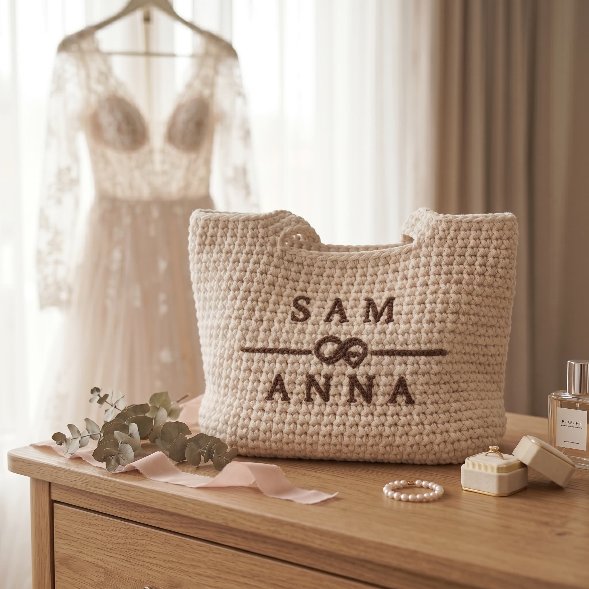 Bespoke Hand-Crocheted Bridal Tote | Personalized Heirloom Beach Bag